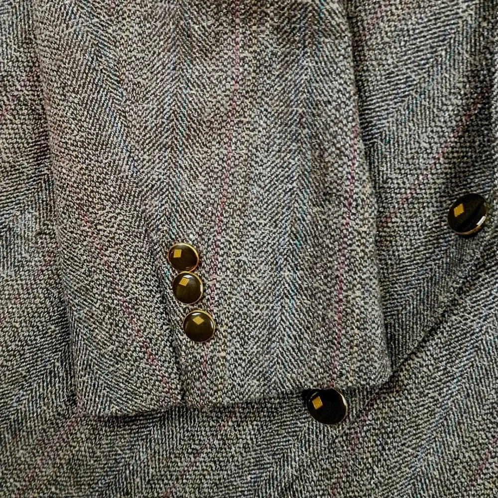Marcial Mancillas Western Tweed Blazer Mens 48L Gray Wool Silk Herringbone Dance